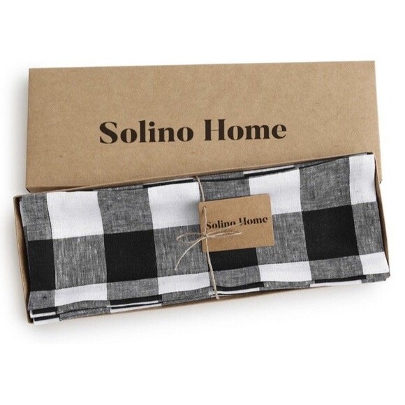Solino Home 100% Pure Linen Placemats 14 x 19" Fall/Winter Buffalo Check - Picture 5 of 8